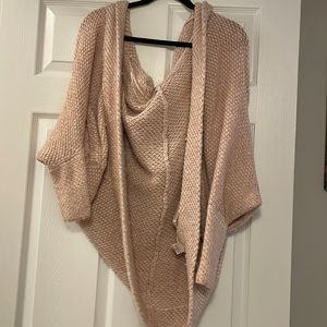 FREE PEOPLE White and Pink Hooded Cardigan Size Medium